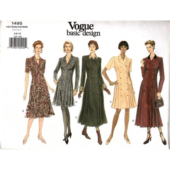 Vogue 1495 Misses 6 to 10 Loose Fitting Dress Vintage Uncut Sewing Pattern - Picture 1 of 2
